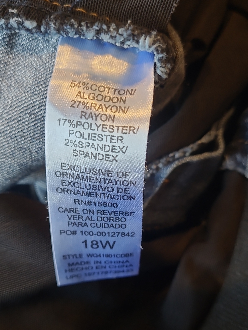 Democracy Blue Ab Technology Classic Straight-Leg Blue Jeans Size 18W - Picture 6 of 8